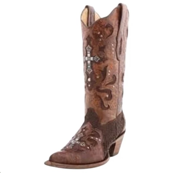Corral Shoes - Corral Python Crystal Cross Boot, Size 8
